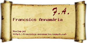 Francsics Annamária névjegykártya