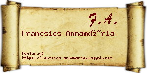 Francsics Annamária névjegykártya